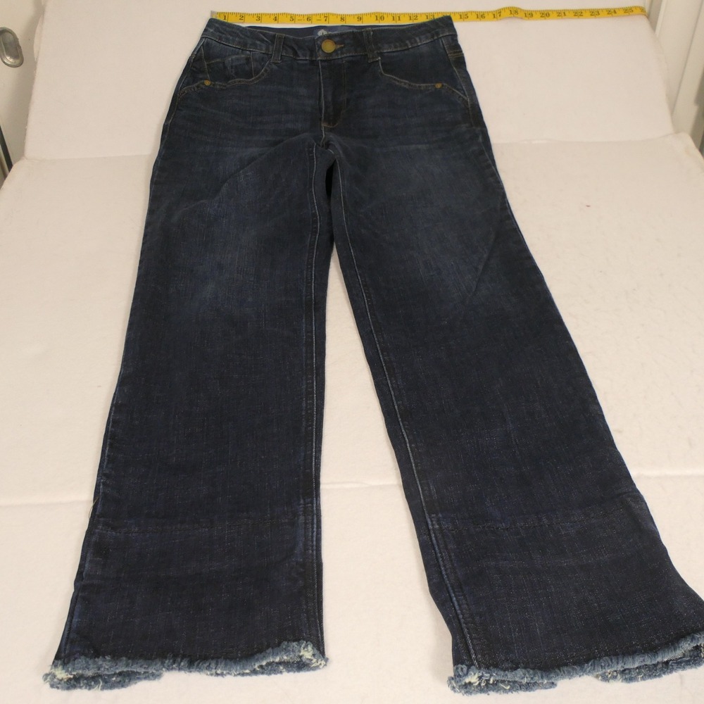 Democracy Womens Jeans 4 Blue Absolution Straight Leg Boho Edgy Raw Hem Slit - Picture 1 of 9